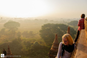 On the pagoda by sunrise in Bagan