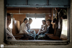 Family taking train ride