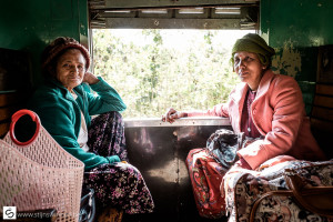 Two old ladies taking the train in Myanmar