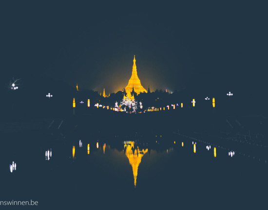 Shwedagon pagoda at night in yangon myanmar