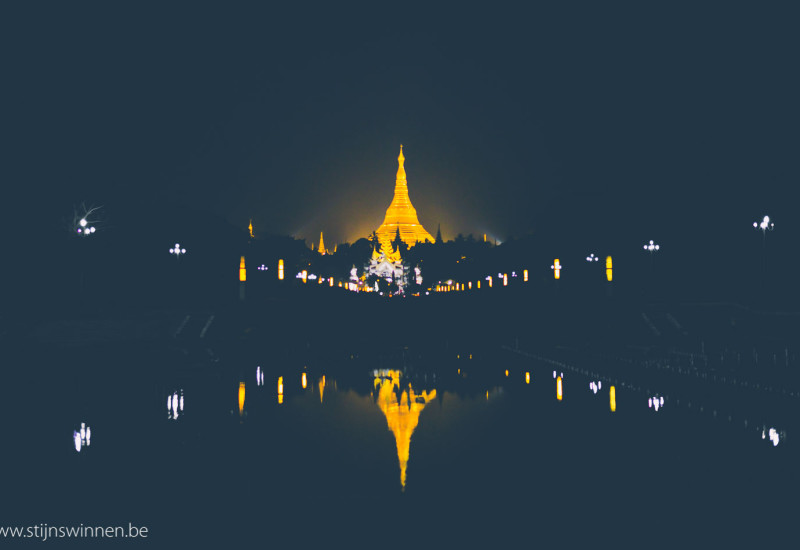 Shwedagon pagoda at night in yangon myanmar
